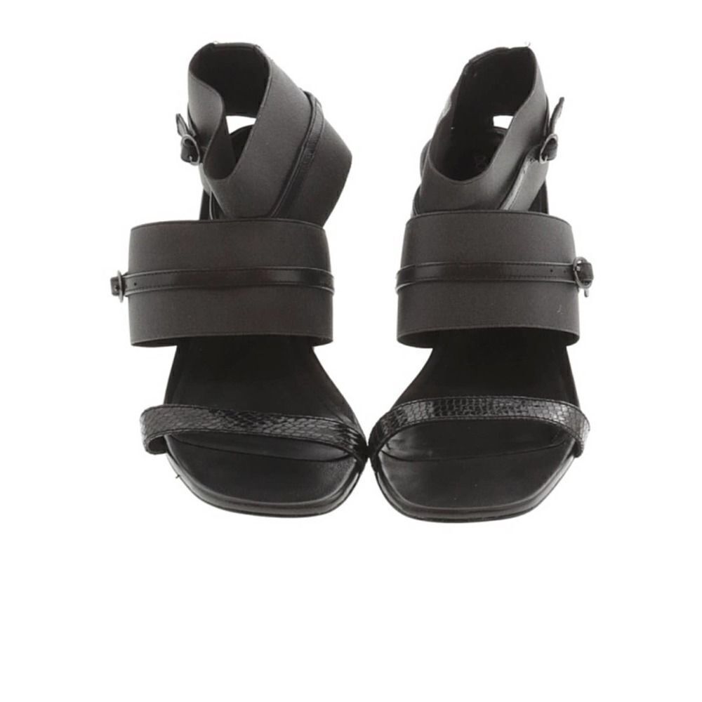 Donald Pliner Buy Black Ankle Strap Black Chunky High Heel Leather Sandals  9.5 - Picture 3 of 11